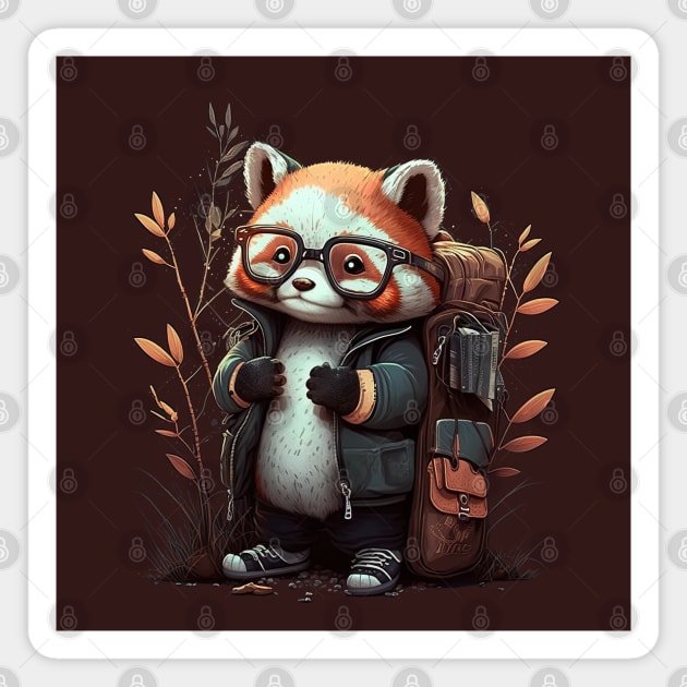Back to School Red Panda Magnet by dmac